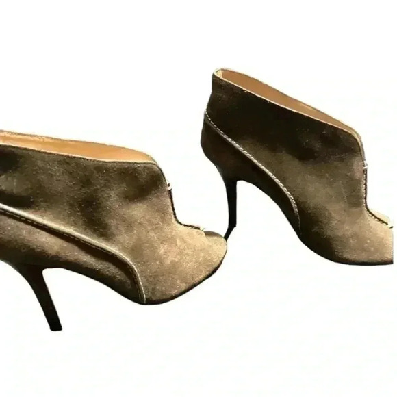 Coach Open Toe Dark Olive Green Suede Ankle Boot /High Heel - Picture 6 of 16